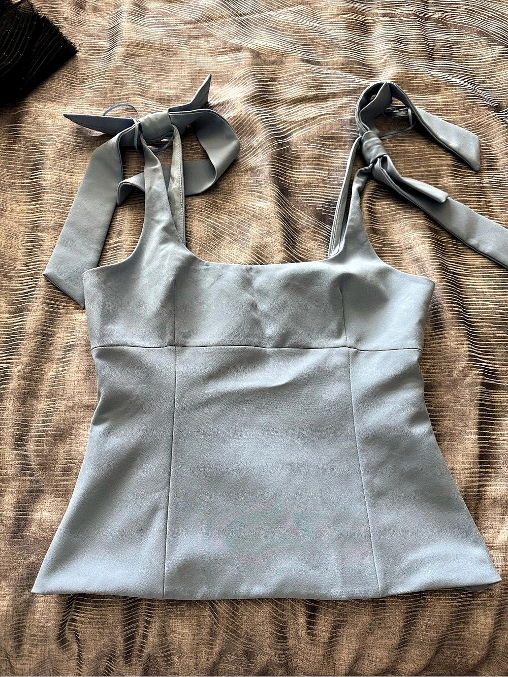 ZARA Stretch Top with Bows Blue Small